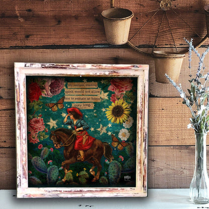 "Restless Roaming Spirit" Cowgirl  Square Artwork: Extra Small - 10"