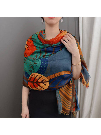 Scarvii - Abstract Botanical Patchwork Scarf: Yellow