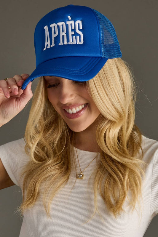 Blue & White Apres Trucker Hat