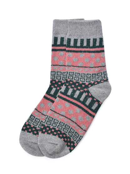 Rufia - 5 Pairs Bohemian Wool-Blend Socks Set: 7028 / ONE SIZE