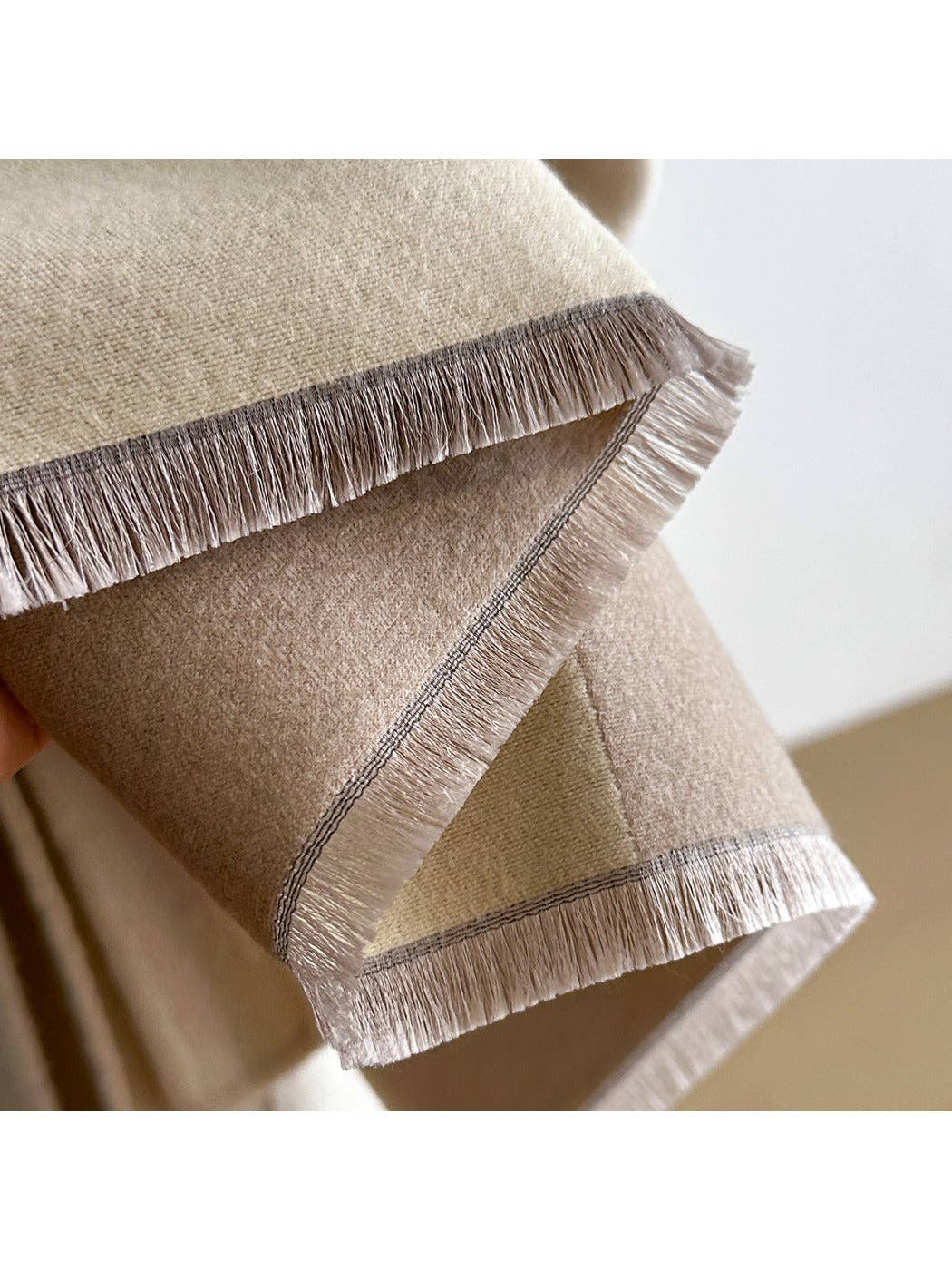 Black & Creamy White Color Block Fringe Scarvii Scarf & Shawl