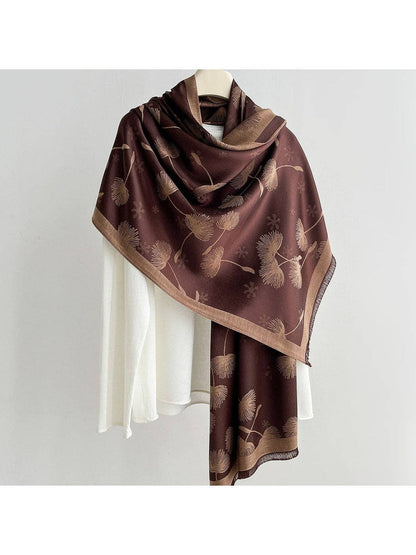 Scarvii - Elegant Dandelion Print Summer Wrap Scarf: Navy