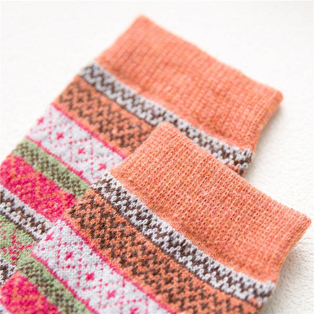 Rufia - 5 Pairs Bohemian Style Wool-Blend Socks